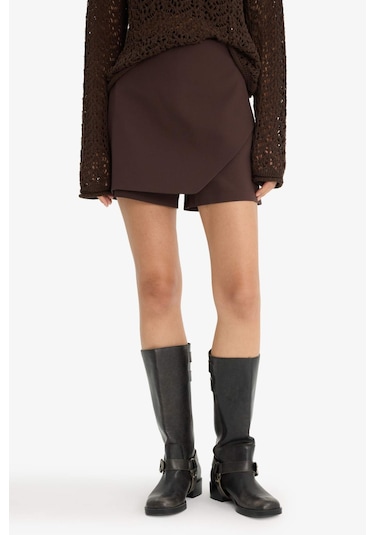 Defacto Yüksek Bel Şort Etek F8310ax25aubn340 Kahve