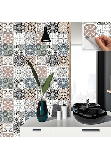 Tink KENDİNDEN YAPIŞKANLI KİMONO DESENLİ PVC KARO 30X30 CM