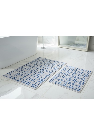 Banyo Paspası 2'li Set Blunity Grid Mavi Mavi