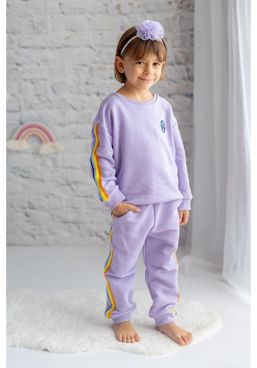 Zeyland Kız Çocuk Şeritli Eşofman Takımı Lila