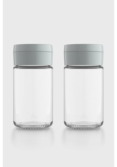 Renga Dorian 105 Ml Gri Kapaklı 2'li Cam Tuzluk Biberlik Seti 121006 Gri