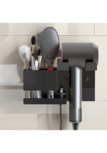 Lichen Saç Kurutma Makinesi Saklama Rafı, Banyo Lavabosu, Banyo Siyah