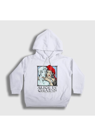 Presmono Unisex Çocuk Medusa Alice In Chains Kapüşonlu Sweatshirt Beyaz