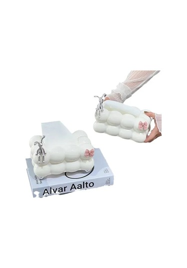 Moveevo Krema Beyaz Züccaciye Tüy Bebek Bowlı Yuvarlak Tahta Plastik Mendil Kutusu - Ev Ofis Restoran Dekoratif Depolama Kutusu