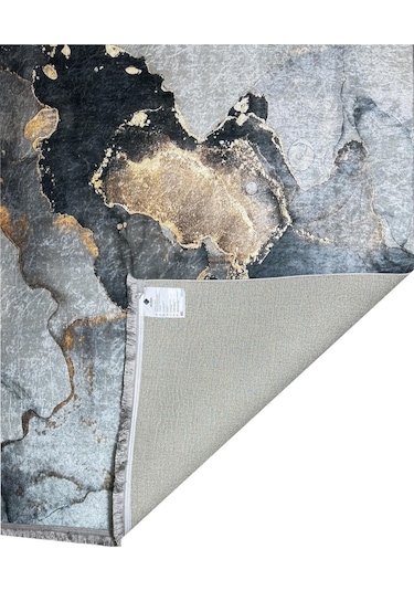 Dijital Kaymaz Yıkanabilir Renkli Modern Salon Halısı Mutfak Halısı Yolluk Balkon Halısı Ev Dekor Krem - Gri - Altın - Açık Mavi