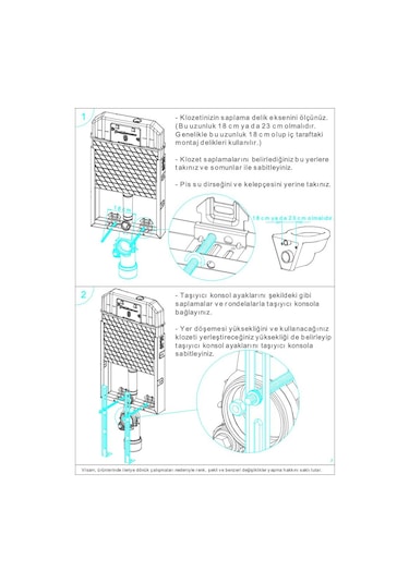 Visam Slim 80 Asma Klozet için Gömme Rezervuar Metal Ayaklı Beyaz