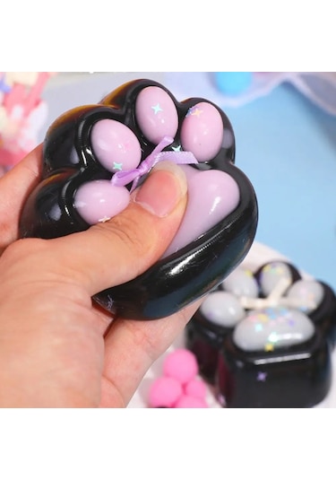 Kedi Patisi Squishy Stress Oyuncağı Sukuşi Pati, Siyah-pembe Diğer