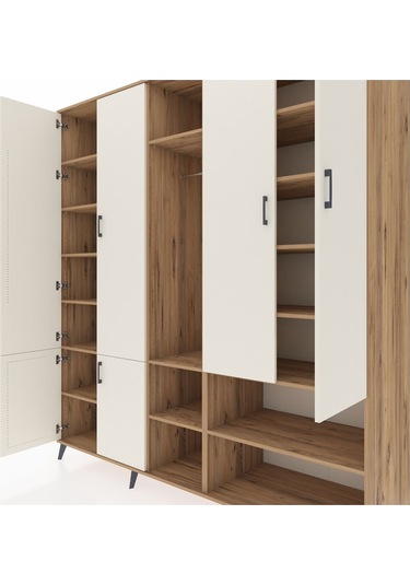 Kronos Dolap 15 Raflı 5 Kapaklı Tek Askılı 220x59x243 Çam-aytaşı/çam Aytası/atlas Çam