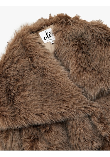 Koton Suni Kürk Mont Oversize Geniş Yaka Kahverengi 6wal20001ık Kahve