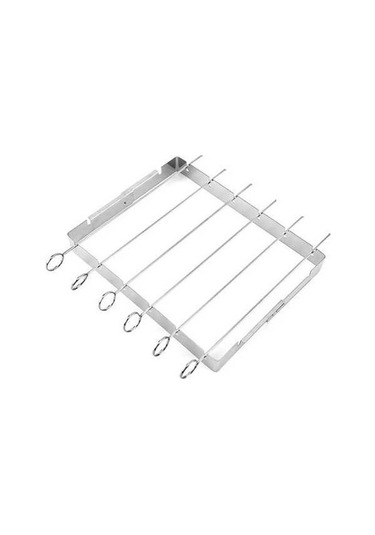 Pazly Paslanmaz Çelik Gümüş Barbekü Izgarası - Yüksek Raftlı, 360 Döndürülebilir Şişler Gümüş