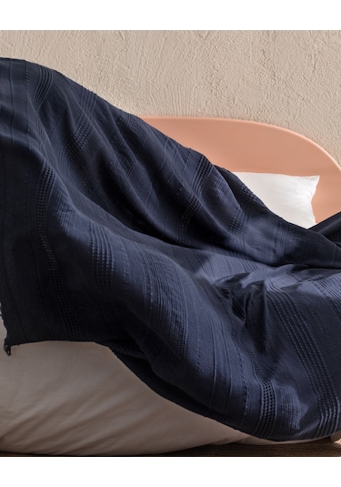 Madame Coco Lucille Çift Kişilik Yatak Örtüsü Lacivert