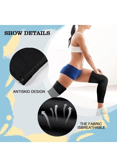 Geeroyoo Erkek Kadın Spor Knee Pad: Yazlık Buz İpi Uv Koruyucu, Nefes Alır Bisiklet-basketbol Ayaklık Koruması, Siyah 2 Çift 4 Adet Siyah