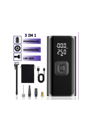 Periboia Lcd Göstergeli 3'ü 1 Arada Hava Kompresörü