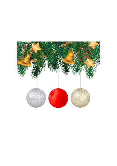 Yılbaşı Çam Ağacı Süsü Asorti Simli Top 6 Cm 6'lı