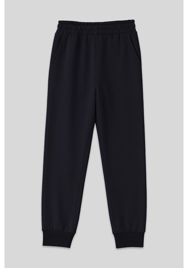 Tommy Life Lacivert Yüksek Bel Jogger Rahat Form Manşetli Kadın Eşofman Alt - 94561 Lacivert