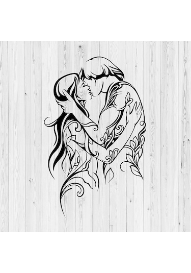 Romantik Yatak Odası Tabloları Öpüşen Çift Temalı Metal Tablo