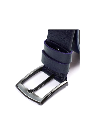 Erkek %100 Hakiki Manda Derisi Siyah Tokalı Erkek Kot Kemeri 4,5 Cm Lacivert - Kahverengi