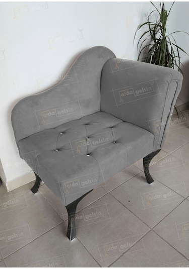 Yeni Model Ters Kol Tekli Köşe Koltuğu Josefin Bench Siyah Ayak Gri