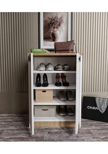 Afilli Ayakkabılık Ve Çok Amaçlı Dolap Tamamı Mdf Beyaz Garden Me Beyaz - Garden - Meşe