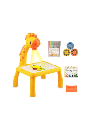Zürafa Boyama Masası Çizim Tahtası Projektör Yazma Kurulu Masa Sarı