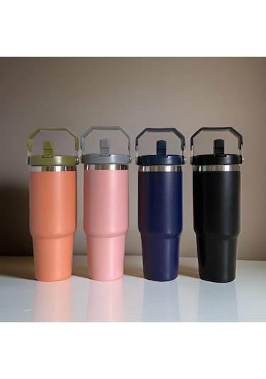 Prettify Çift Duvar Yalıtımlı Paslanmaz Çelik Pipetli Termos 0.89 L