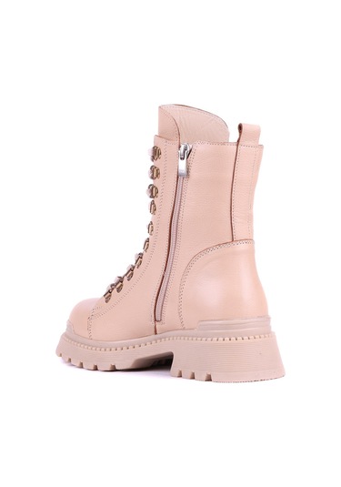 Shoeyle - Hakiki Deri Bej Rengi Kadın Postal Bot - 25104952-1421 Bej