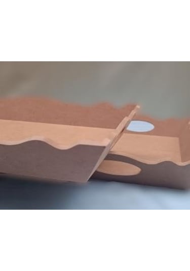 Hobi Dekoratif Model Üçlü Tepsi Seti Dalgalı Kenar Ahşap HAM MDF El Yapımı