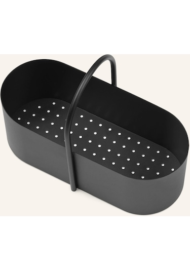 Ferm Mat Boyalı Toz Kaplamalı Oval Metal Sepet Dekoratif Kutu Siyah
