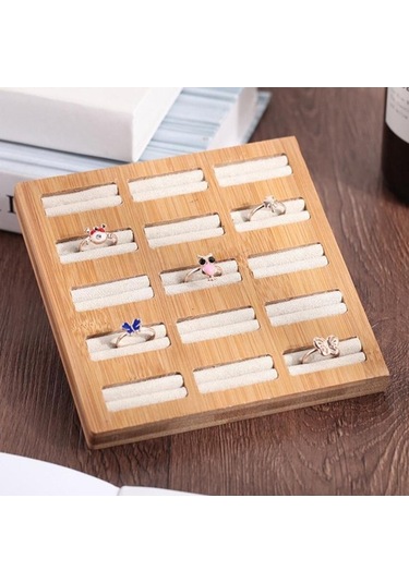 Trendooze Vitrin Tutucu Tepsisi Tepsisi Stili Stil Saklama Mücevher Çok Bambu B Ahşap A-13 Cs