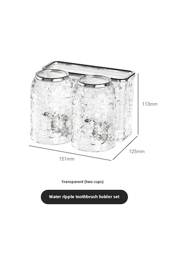 Hangfox Banyo Fırçası Ve Bardak Depolama Rafı, Sürekli Plastik Malzeme, Sızma Suyu Deseni, Çift Bardak Şeffaf , Süksiyon Kupası İle Duvar Montajlı, Yer Tasarruflu Organize Edici Set Diğer