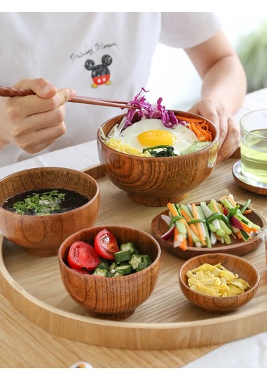 Lunext Salata Ve Çorba İçin Derin Ahşap Kase 385588132