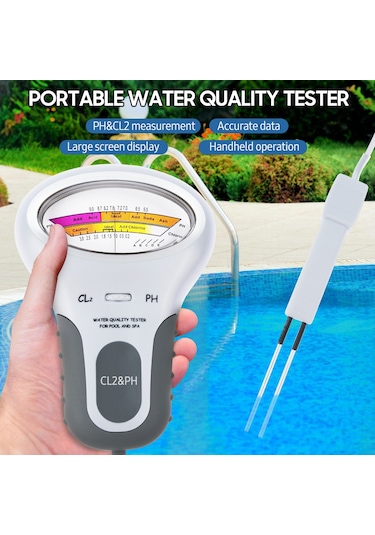 Konesam Pc102 Beyaz Havuz Su Kalitesi Test Cihazı - Ph Ve Klor Seviyesi Ölçer Pil Dahil Değil