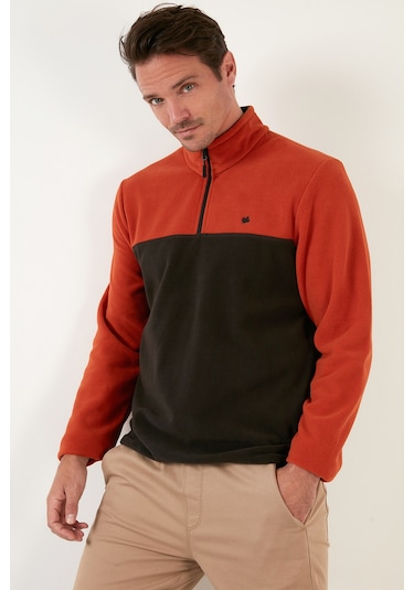 Buratti Regular Fit Anti-Pilling Tüylenme Yapmayan Dik Yaka Şardonlu 2'Li Paket Erkek Polar 5906016S2 Haki-Oranj