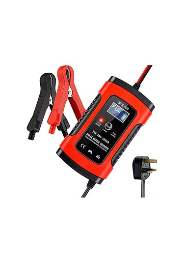 Buddygo Fbc12050 Tam Otomatik Akü Şarj Cihazı 5a 12v Araç Akü Şarj Cihazı Ve Bakım Cihazı - İngiltere Prizi Kırmızı