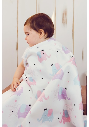 Fluffy Bebek Battaniyesi 80x100 Cm Elephant Kundak Puset Çift Taraflı Koyun Tüyü Battaniye