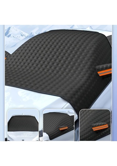 Elmpaly Siyah,238.0 148.01cm Manyetik Araba Örtüsü Ultraviyole Kar Tozu Korumalı Kalın Kışlık Don Örtüsü İç Ve Dış Mekan Kullanımı