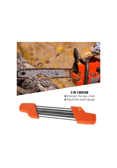 Konesam "2'li Fonksiyonlu Zincirli Testere Bileme Aleti - Paslanmaz Çelik, Taşınabilir Tasarım 5.2mm Turuncu "