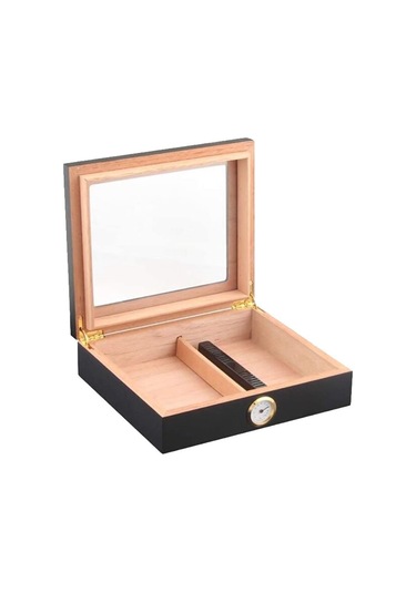 Falconetti Siyah Camlı Kısa Humidor Puro Kutusu rc06sy