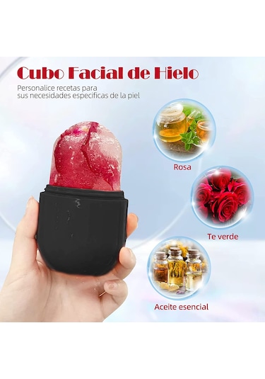 Lemestar Silikon Yüz Buz Kalıbı - Cilt Parlaklığı, Pori Küçültme, Yuvarlanabilir Uç İle Gönüllü Masaj - Siyah Çok Renkli