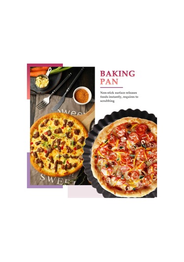 Xurunkeji Turta Kalıbı, Yapışmaz Turta Kalıbı, Yuvarlak Kiş Tart Tepsisi, Çıkarılabilir Tabanlı Pizza Tabağı, Fırın Kapları 14/20/24 Cm Siyah