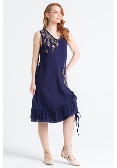 Kolsuz Vual Candan Yırtmaçlı Midi Boy Elbise Mor Mor-mor Mor