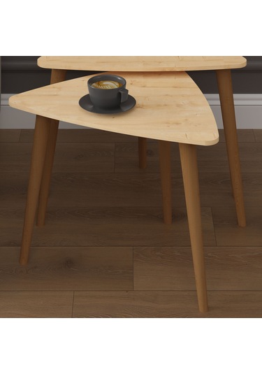 3 Lü Üçgen Zigon Sehpa Ahşap Ayaklı-sehpa02-safir Meşe