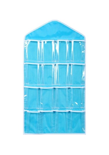 Mavi Sıcak 16 Cepler Wardrobepockets Temizle Asılı Çanta Çorap Sutyen İç Kırtasiye Raf Askı Depolama Yerden Tasarruf Düzenli Organizatör Mavi