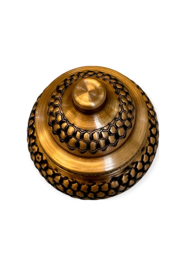 Petek Desenli Bakır Şekerlik, Skoç Eskitme Bakır
