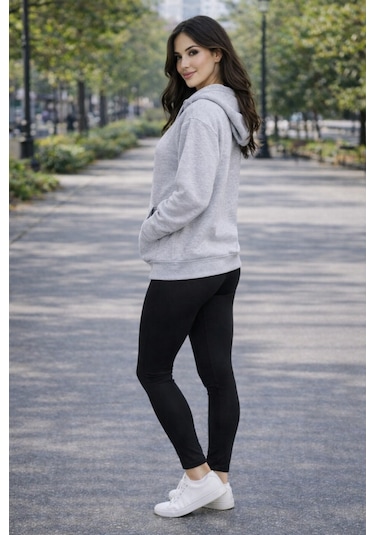 Buyolog Kadın Oversize Premium 3 İplik Şardonlu Sweatshirt Gri