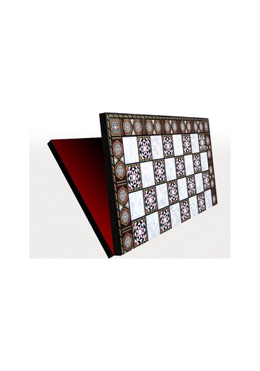 5 No. İngiliz Antik Bakır Satranç Taşları Ve Katlanır Sedef Desen