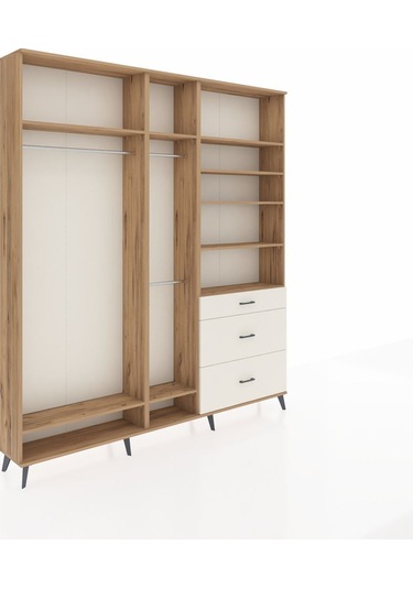 Arges Dolap 9 Raflı 3 Çekmeceli 3 Askılı 220x30x243 Çam-çam/aytaşı Atlas Çam/aytası
