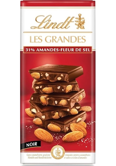 Lindt Les Grandes 31% Amandes-fleur De Sel Noir Chocolate 150 G