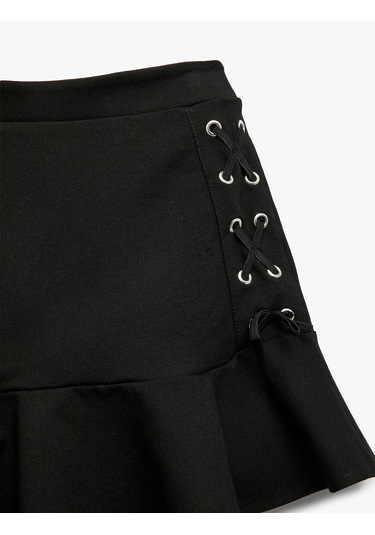 Koton Bağlama Detaylı Viskon Karışımlı Volanlı Etek Siyah 6wkg70017ak Siyah