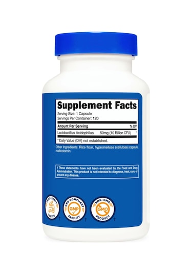 Nutricost Lactobacillus Acidophilus 10 Billion Cfu, 120 Veget... Aromasız